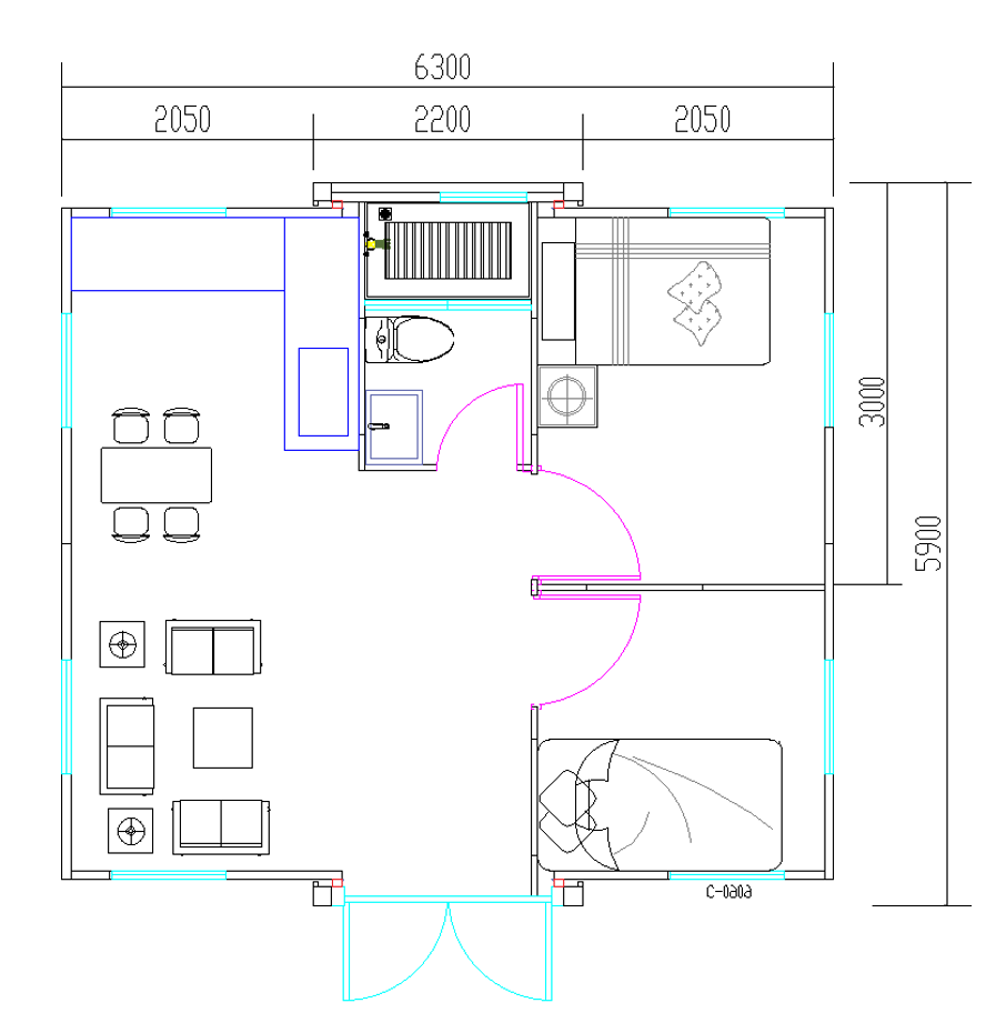 floor plan 2 of 20ft expandable container house