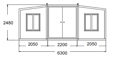 front view of 20ft expandable container house