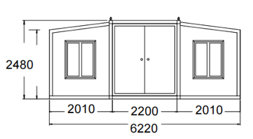 front view of 30ft expandable container house