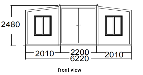 front view of 40ft expandable container house