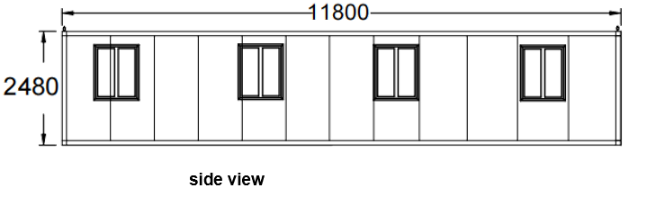 side view of 40ft expandable container house